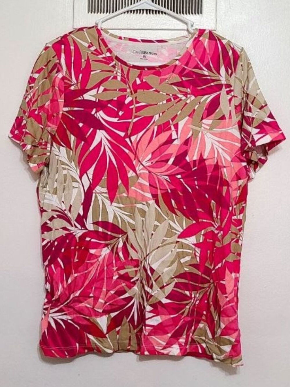 Pink Tropical Leaf Print Top